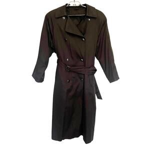 Vtg 90s Bentley Trench Womens Coat Sz 14 Dark Academia Goth Spy Black Russian
